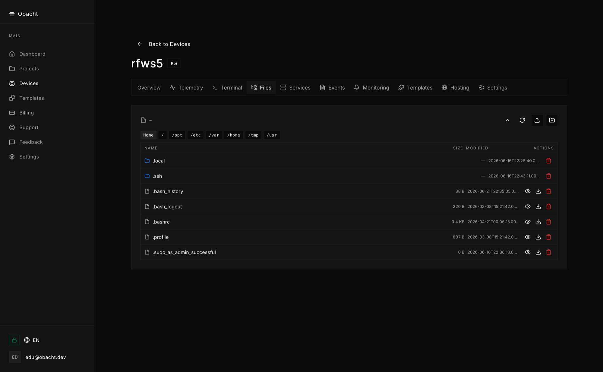 File browser with upload and editing