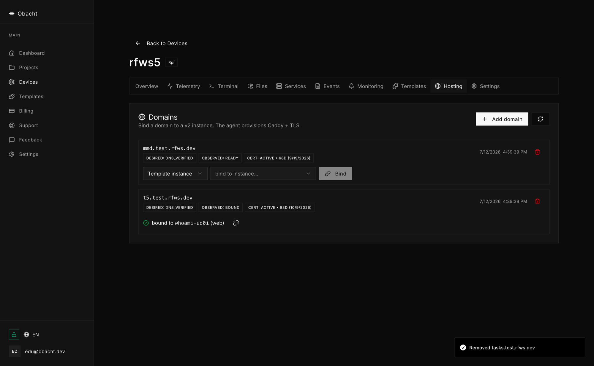 Bind domains, HTTPS comes automatically